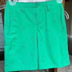 Kids Green Shorts with Golf Club Pattern